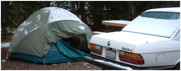 snowy tent